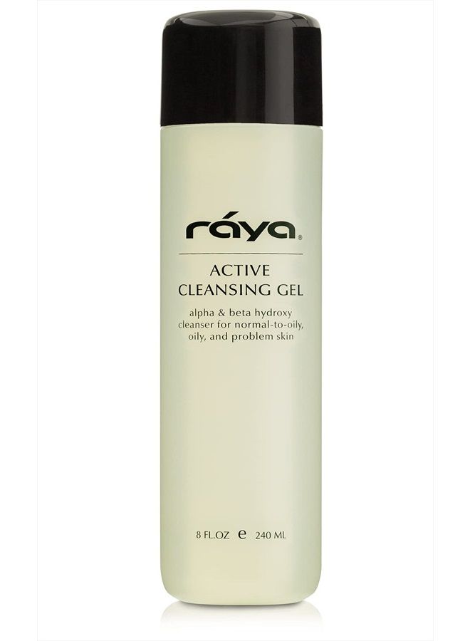 Raya Active Facial Cleansing Gel with AHA and BHA 8 oz (G-107) | Oil-Free and Exfoliating Deep Pore Gel Cleanser for Oily and Break-Out Skin | Made with Alpha and Beta Hydroxy Acids - Image 1