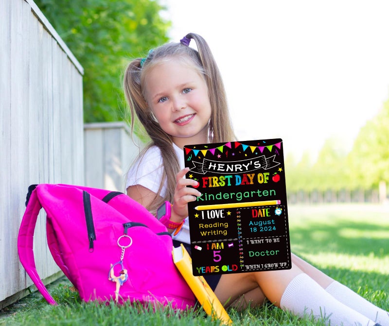 PETCEE First & Last Day of School Sign - Double Sided Back to School Board Sign Reusable and Erasable 1st Day of Preschool Pre-K Kindergarten Photo Props Gifts for Duaghter Son - Image 2