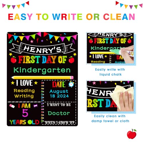 PETCEE First & Last Day of School Sign - Double Sided Back to School Board Sign Reusable and Erasable 1st Day of Preschool Pre-K Kindergarten Photo Props Gifts for Duaghter Son - Image 4