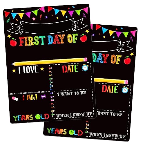 PETCEE First & Last Day of School Sign - Double Sided Back to School Board Sign Reusable and Erasable 1st Day of Preschool Pre-K Kindergarten Photo Props Gifts for Duaghter Son - Image 1