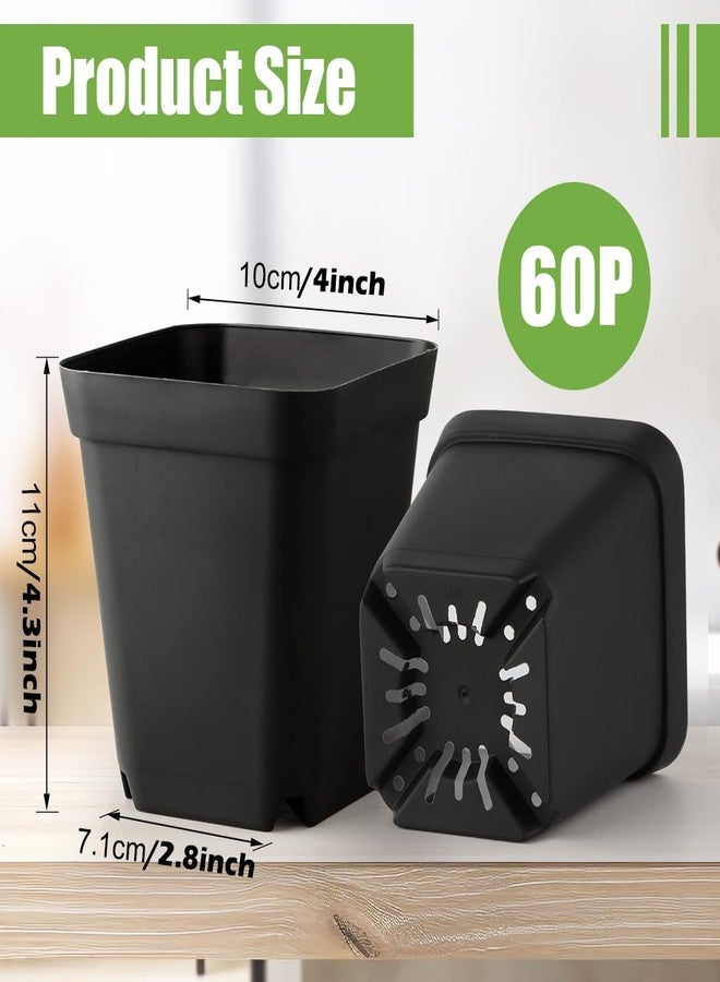 RooTrimmer 10 cm 4 inches Square Nursery pots 60P, Seedling Plastic Seeds propogation Growing pots Black - Image 3