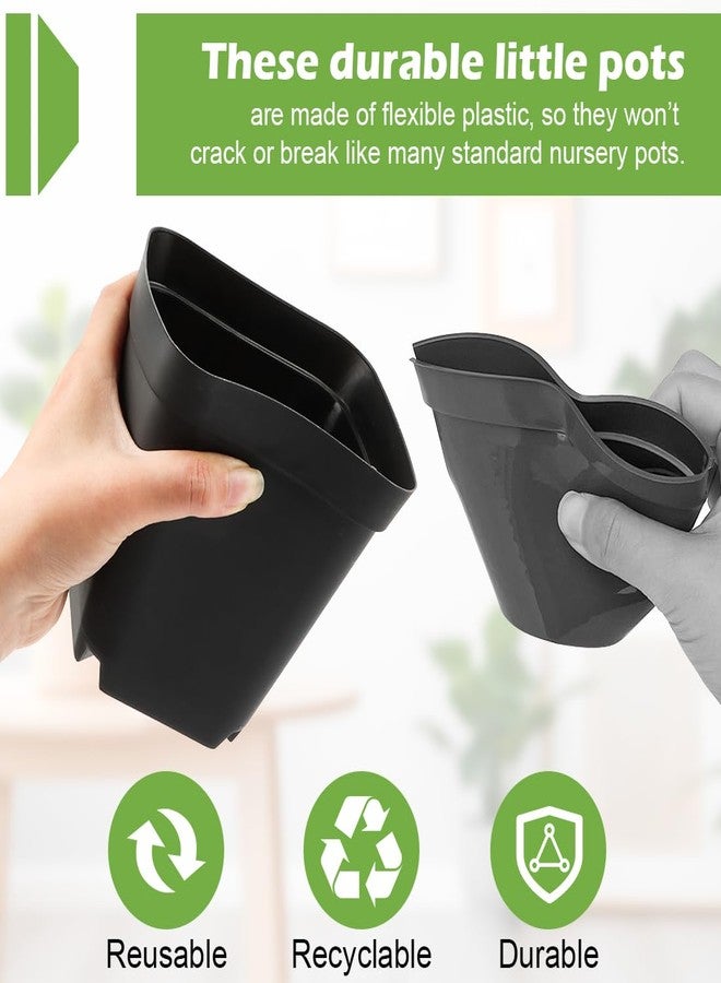 RooTrimmer 10 cm 4 inches Square Nursery pots 60P, Seedling Plastic Seeds propogation Growing pots Black - Image 4
