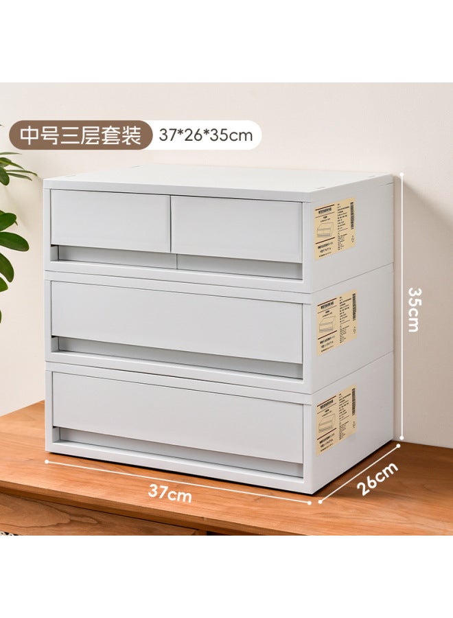 Quner Style Desktop Storage Box Cosmetic File Storage Household Sundries Storage Container Multi-layer Compartment Dustproof Drawer - Image 1