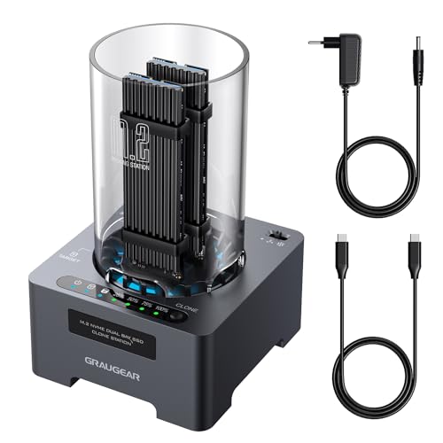 GRAUGEAR NVMe M.2 SSD Duplicator Dual-Bay Offline Clone Tool-Free, 20Gbps USB C to M.2 SSD Drive Cloner Docking Station Adapter Enclosure for M2 SSD Hard Drives M-Key - Image 1