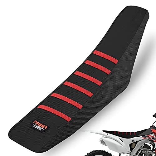 fewfuss Universial Dirt Bike Seat Cover - Soft Ribbed Rubber Seat Covers for Motorcross Enduro (Red) - Image 1
