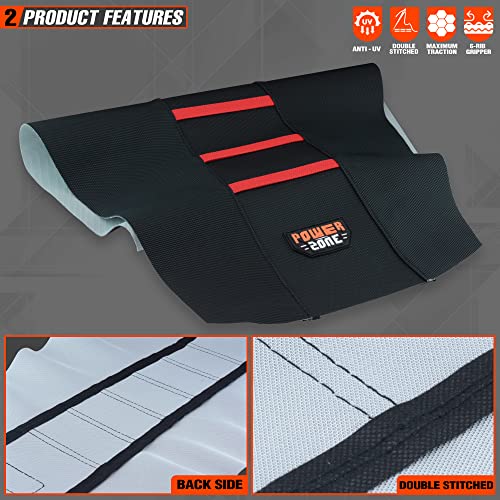 fewfuss Universial Dirt Bike Seat Cover - Soft Ribbed Rubber Seat Covers for Motorcross Enduro (Red) - Image 3