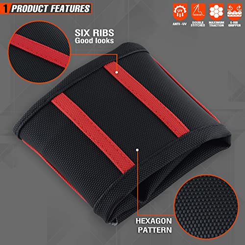 fewfuss Universial Dirt Bike Seat Cover - Soft Ribbed Rubber Seat Covers for Motorcross Enduro (Red) - Image 2