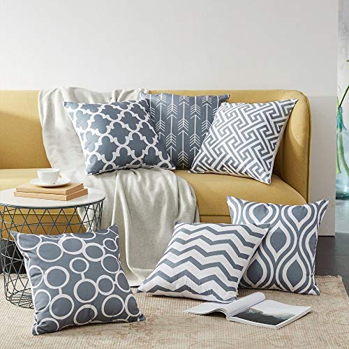 AEROHAVEN Set of 6 Satin Abstract Designer Decorative Throw Pillow/Cushion Covers - (Grey, 24 x 24 Inch) - Image 1