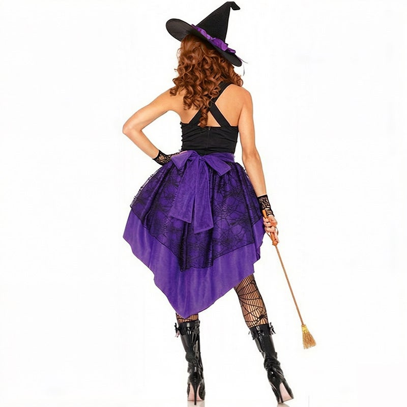 Women's Halloween Witch Cosplay Costume Dress with Hat for Party Role Play - Image 3