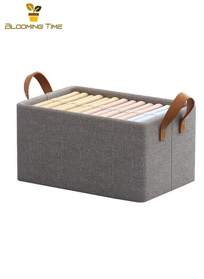 بلومنغ تايم خزانة ملابس منزلية صندوق تخزين تخزين قطعة أثرية سلة تخزين قابلة للطي سعة كبيرة خزانة خزانة ملابس صندوق ، رمادي - Image 2
