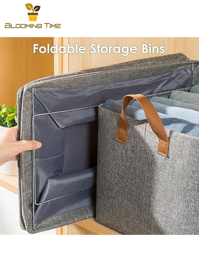 بلومنغ تايم خزانة ملابس منزلية صندوق تخزين تخزين قطعة أثرية سلة تخزين قابلة للطي سعة كبيرة خزانة خزانة ملابس صندوق ، رمادي - Image 3