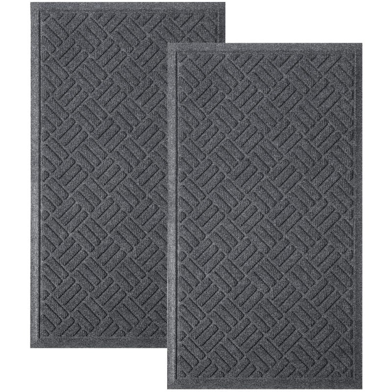 MATALL Front Door Mat 2 Pack Indoor and Outdoor Welcome Mat, Absorbent and Drain Away Water Heavy Duty Entryway Doormat for Front Back Doors, Laundry Rooms, Mudrooms and More, 29.5x17.5IN - Image 1