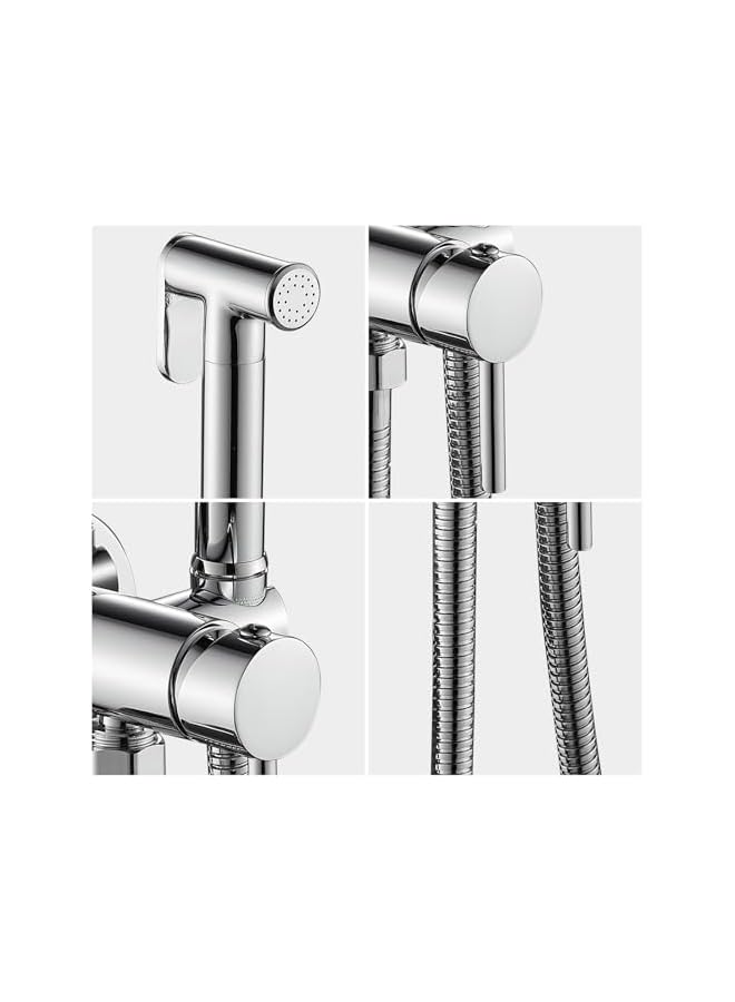 The Bros رشاش بيديت محمول من بروز مع خرطوم بيديت من الفولاذ المقاوم للصدأ بطول 59 بوصة، مجموعة رشاش لخلط الماء الساخن والبارد لرشاش بيديت المرحاض، رشاش قماش الحمام، رشاش حفاضات للاستحمام والنظافة الشخصية - Image 2