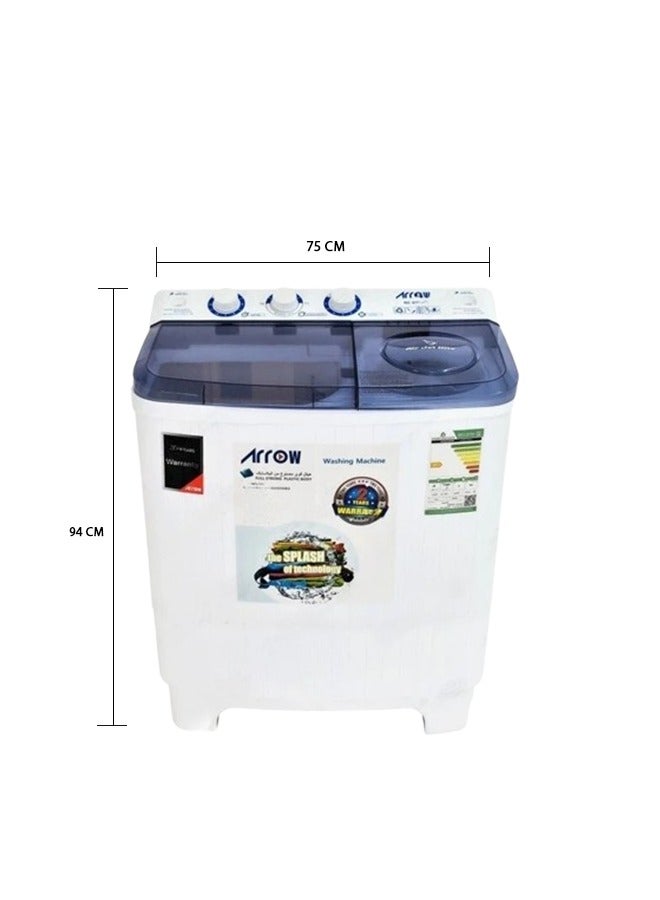 Arrow Twin Tub Washing Machine - Top Load - 6 kg - White - RO-07TTB - Image 3