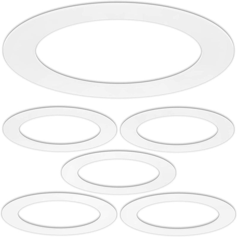 harrrrd 5 Pack Gloss White Goof Trim Ring for 6" Inch Recessed Can Lighting Down Light, Outer Diameter 8 Inches - Image 1