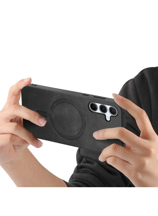 S-TOP Case For Samsung Galaxy A35 5G Solid Color Retro Magsafe PU Back Cover Phone Case - Image 4