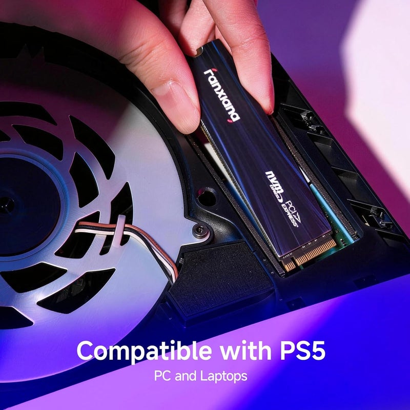 فانكسيانغ 500 جيجابايت NVMe SSD من PCIe الجيل الرابع قرص SSD للألعاب لبلاي ستيشن 5، تصل سرعته إلى 6300 ميجابايت/ثانية، M.2 2280 SSD متوافق مع توسعة تخزين بلاي ستيشن 5، محرك أقراص الحالة الصلبة الداخلي للاعبين والمحترفين والمبدعين S880E - Image 2
