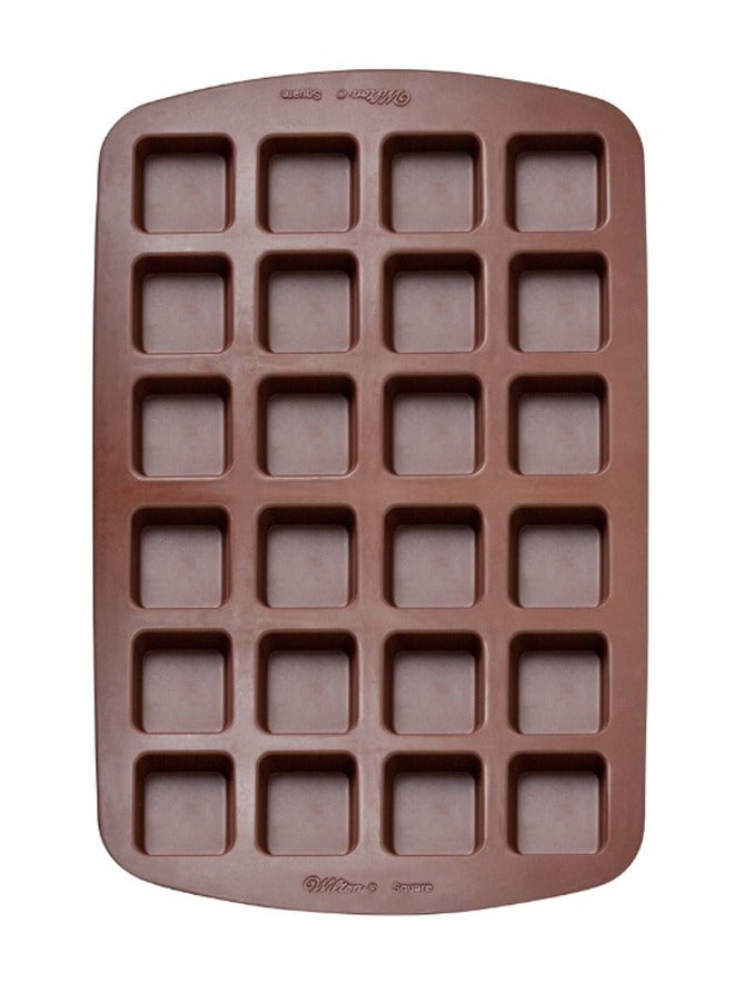 24 تجويفًا قابلاً لإعادة الاستخدام، قالب مربع من براوني بايت، مصنوع من الشوكولاتة باللون البني - Image 1