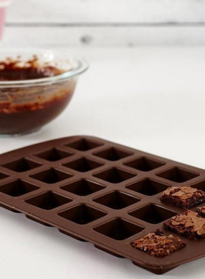 24 تجويفًا قابلاً لإعادة الاستخدام، قالب مربع من براوني بايت، مصنوع من الشوكولاتة باللون البني - Image 2