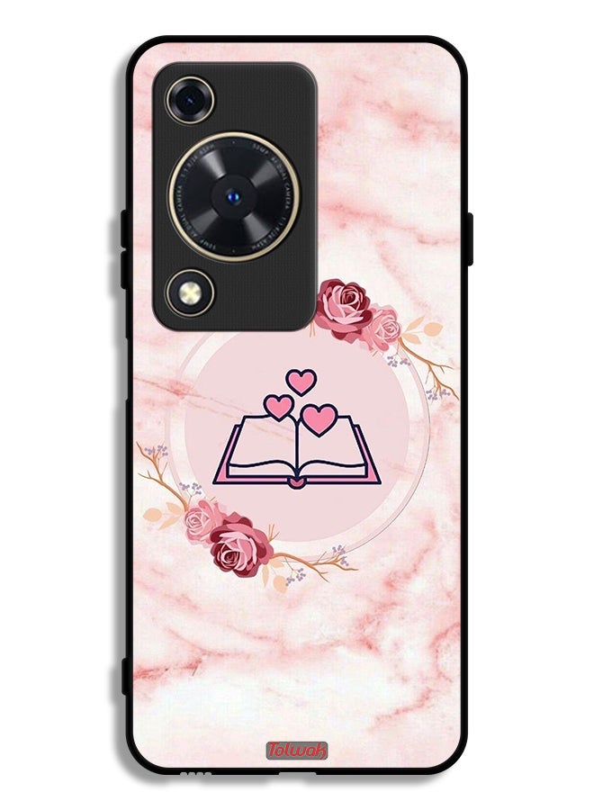 Tolwak Huawei Nova Y72S Protective Case Cover Three Hearts On Book Artwork