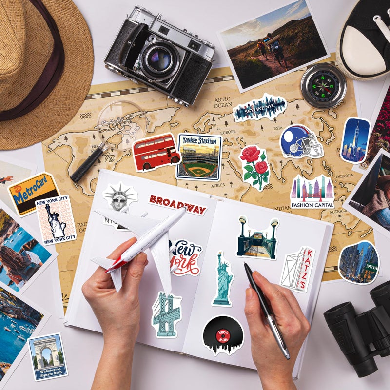 WAKEMOODEI 100PCS New York Stickers, Waterproof NYC Travel Vinyl Stickers for Laptop Water Bottle Scrapbook Luggage, New York-Themed Decoration, NYC Souvenir Gift Pack - Image 5