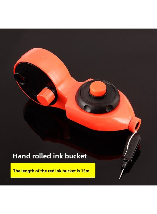 Bamboo Ink Bucket Plastic Ink Bucket Dragon Pattern Ink Bucket Automatic Woodworking Line Drawing Manual Spring And Release Line Carpenter Tool Self-rolling Ink Cartridge-Model:Increase The Red Ink Bucket  - Image 1