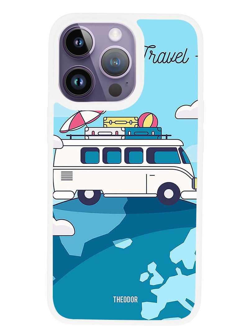 Theodor Protective Case Anti Scratch Shock Proof Cover For APPLE IPHONE 14 PRO Time To Travel (White Bumper) - Image 1