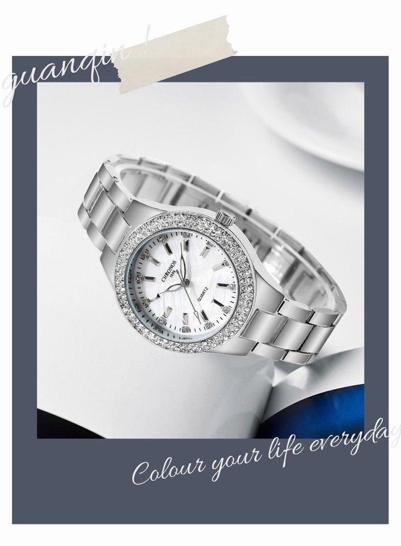 CHRONOS Luxury Crystal Women Dress Watch Fashion Classic Waterproof Stainless Steel Quartz Ladies Wristwatches - Image 5