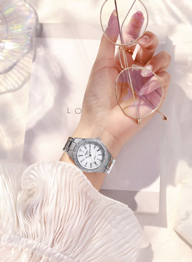 CHRONOS Luxury Crystal Women Dress Watch Fashion Classic Waterproof Stainless Steel Quartz Ladies Wristwatches - Image 2