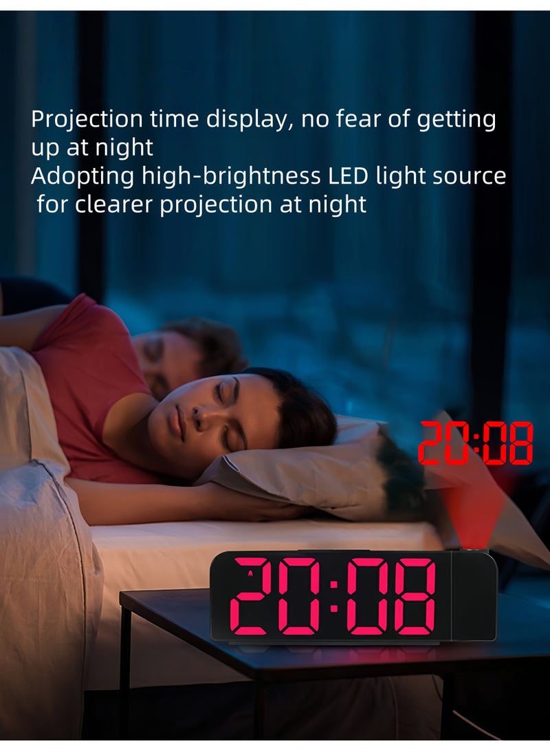 BESTPEAK Wireless Remote Control Digital LED Alarm Clock, Modern LED Digital Clock, Bedroom Digital Projection Alarm Clock - LED Display, 180° Rotatable Projector - Image 4