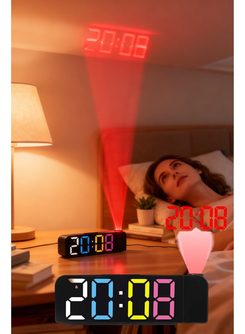 BESTPEAK Wireless Remote Control Digital LED Alarm Clock, Modern LED Digital Clock, Bedroom Digital Projection Alarm Clock - LED Display, 180° Rotatable Projector - Image 2