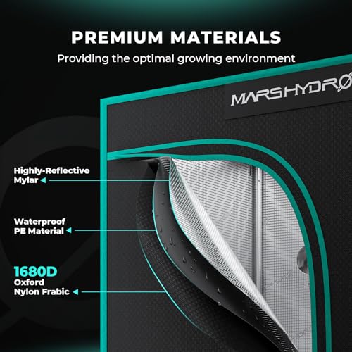 MARS HYDRO 2x2 Advanced Grow Tent, 24"x24"x55" High Reflective Mylar 1680D for Hydroponics Indoor Plant Growing, with Observation Window,Floor Tray and Smooth Zipper for TS600/TS1000 - Image 2