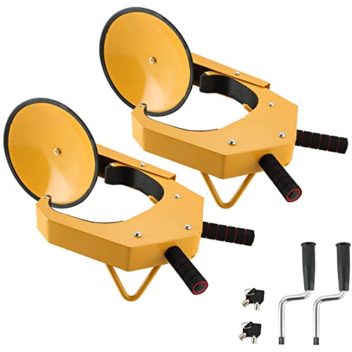 ATPEAM Wheel Lock Clamp AntiTheft Heavy Duty Adjustable Tire Lock 2 Pack Black Yellow - Image 1