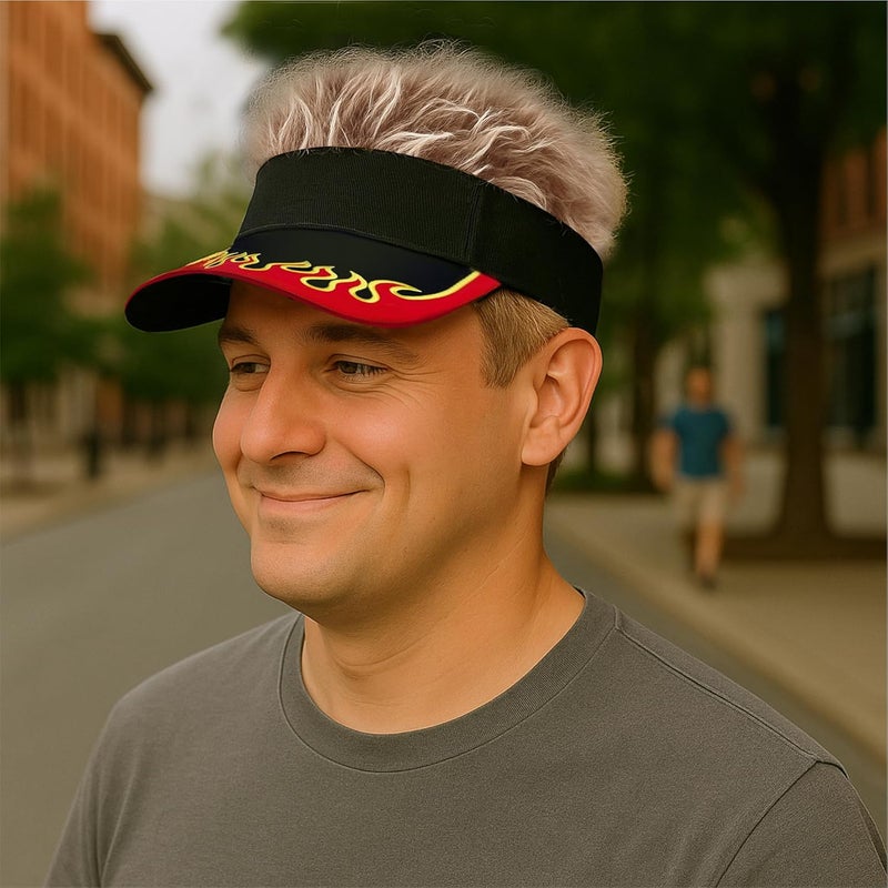 KELSOD Men's Hair Visor ​Sun Hats Visor with Hair Fake Hat with Hair for Men Novelty Spiked Adjustable Baseball Caps Funny Gift, Flame Coffee, Medium - Image 2