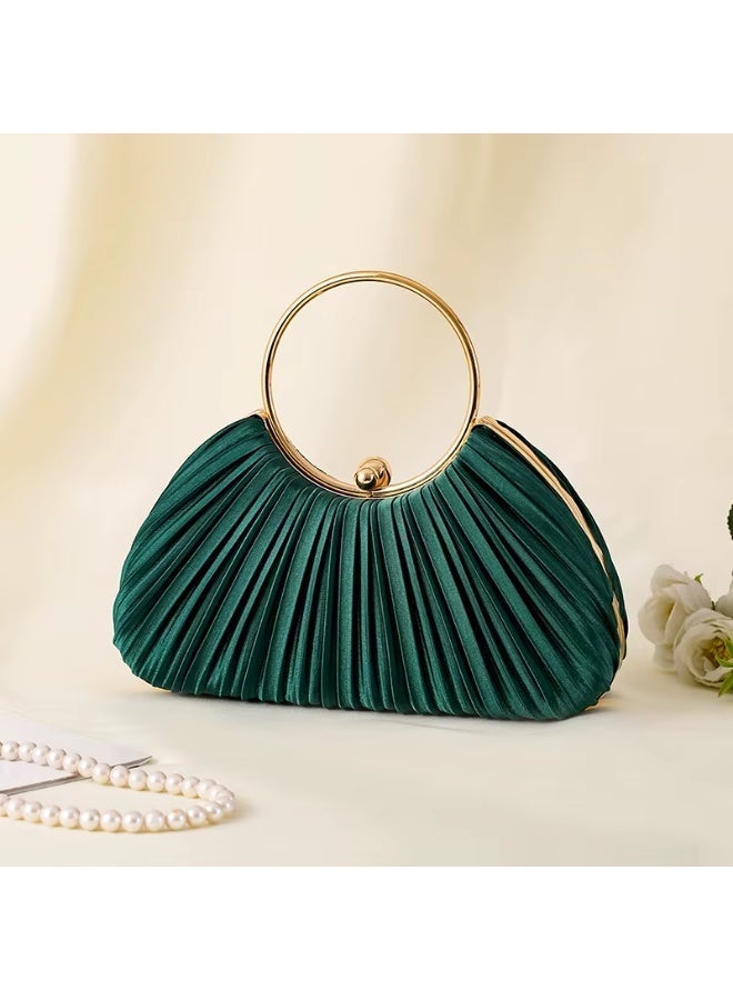 Just Pretty Corner Luxury Satin Pleated Evening Clutches for Women Green - Image 2