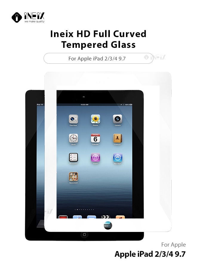 INEIX Full Screen Edge to Edge Screen Protector  For Apple iPad 2/3/4 9.7 - White  - Image 1