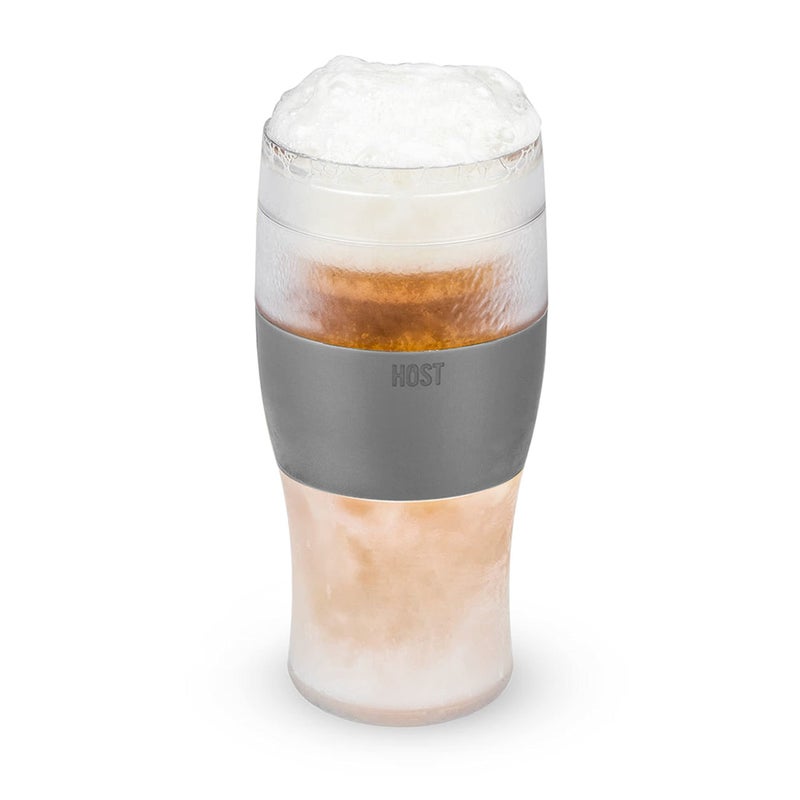 Host Freeze Beer Glasses Frozen Beer Mugs Freezable Pint Glass Set Insulated Beer Glass to Keep Your Drinks Cold Double Walled Insulated 16oz Grey