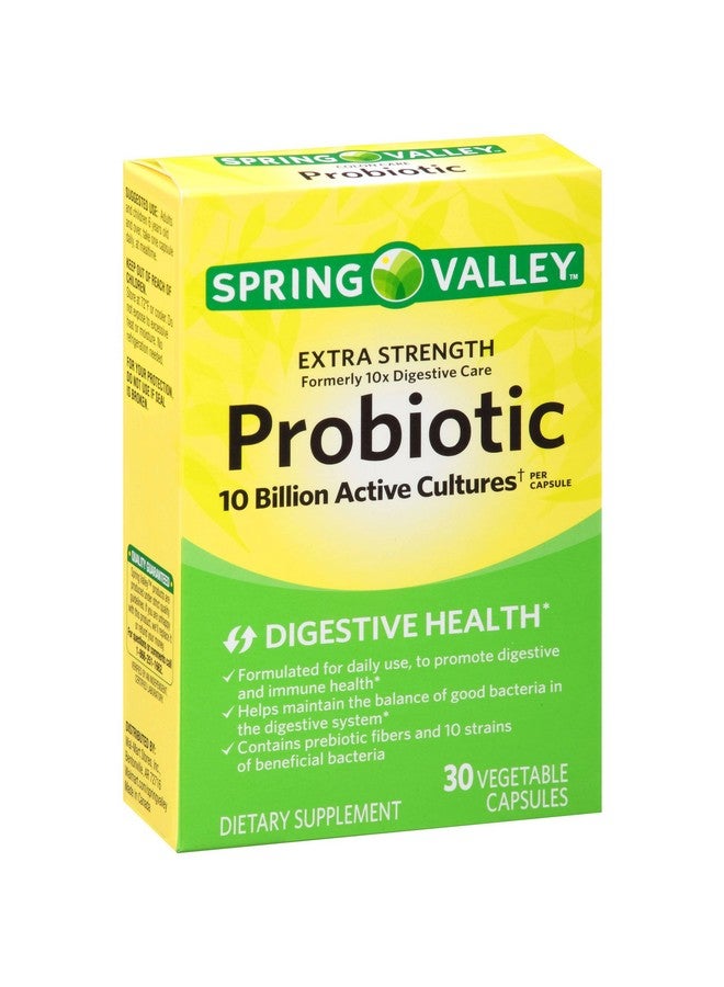 كبسولات مكمل غذائي بروبيوتيك رعاية الهضم 10X من سبرينغ فالي، 30 حبة