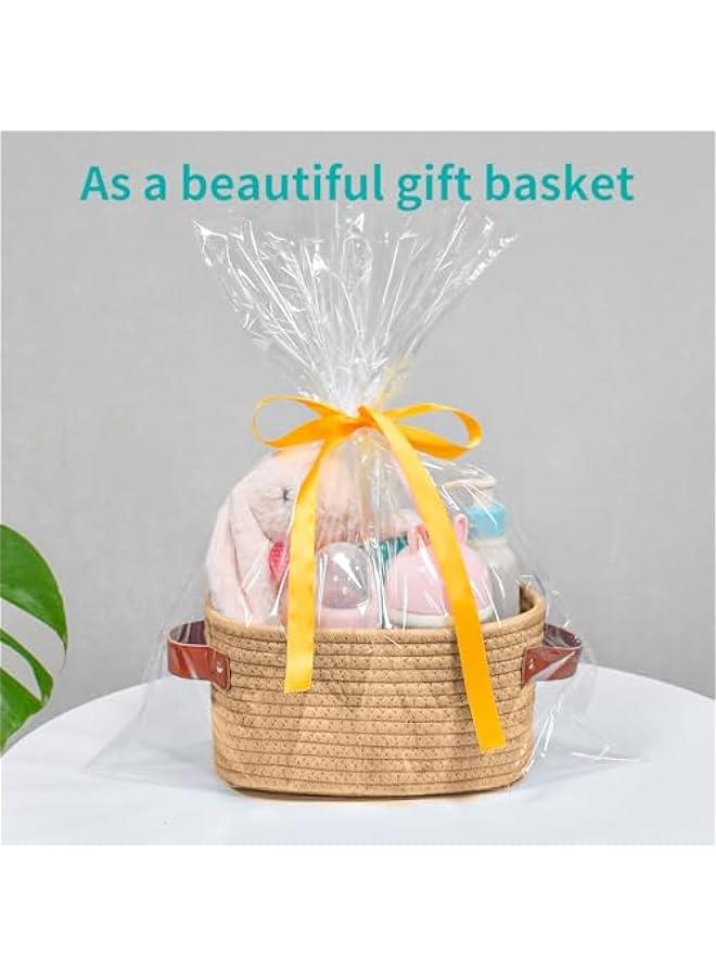 Arabest Small Storage Basket, Mini Baskets with Handle, Cute Cotton Woven Baskets for Shelves, Boho Decorative Toy Storage Bin for Nursery, Spa, Empty Gift Basket - XS, Brown  - Image 3