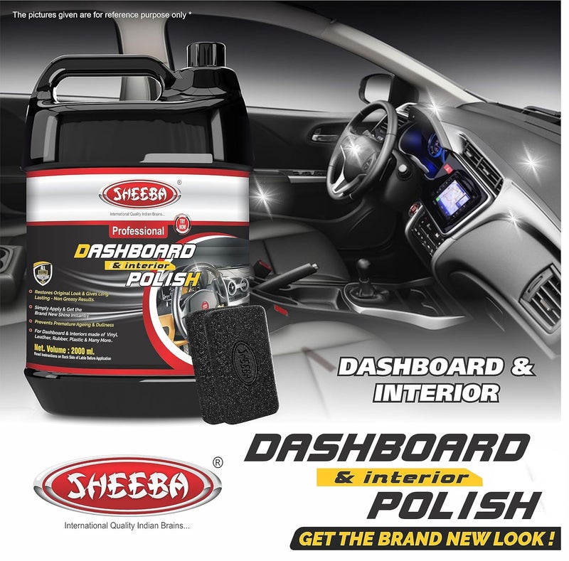 SHEEBA Dashboard & Interior Polish Protectant with Applicator Pads for Cars & Bikes, Restores Original Look, Long Lasting, for Plastic & Vinyl Surfaces, Prevents Ageing, Dullness, Non Greasy: 2000mL - Image 4