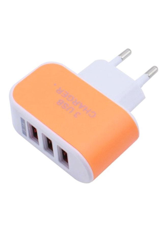 NIBEMINENT 3-Port USB Charging Adapter Orange/White 7centimeter 