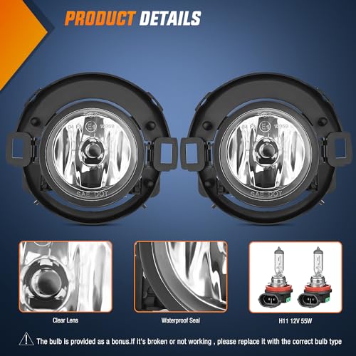 Nilight Fog Light Assembly Compatible with 2010 2011 2012 2013 2014 2015 Frontier 2005-2014 Xterra Bumper Driving Lamps Driver Side and Passenger Side - Image 2