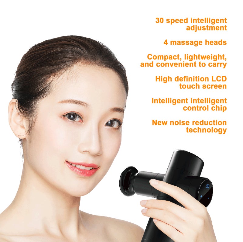 Fascia Massage Electric Body Muscle Relaxation Massager with LCD Touch Screen 30 Vibration Speeds with 6 Replaceable Massage Heads Portable Storage Bag - Image 2