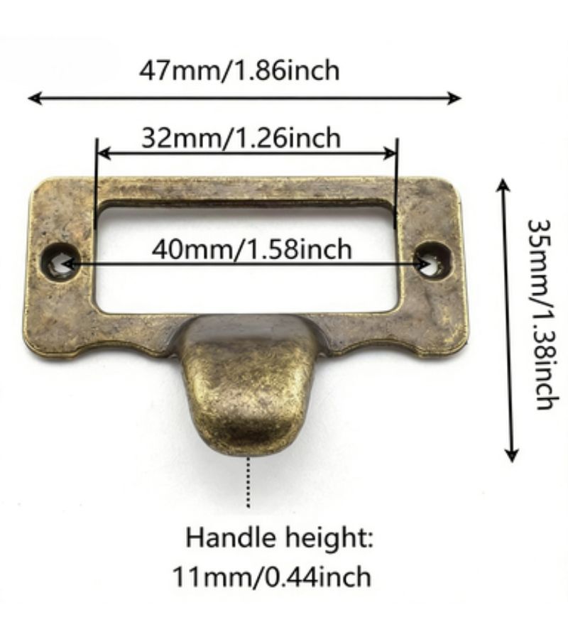4 قطع من مقابض الأدراج الحديدية الثقيلة باللون البرونزي غير اللامع مع مسامير للخزائن وخزائن الملابس - Image 3
