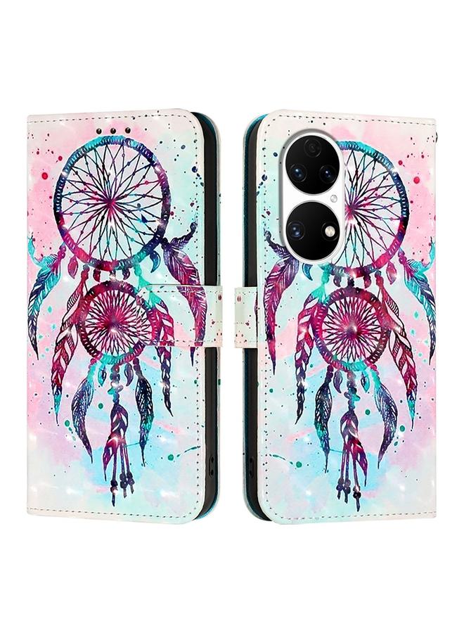 زبون جراب لهاتف Huawei P50 Pro، جراب جلدي أفقي قابل للطي بتصميم ثلاثي الأبعاد - Image 2