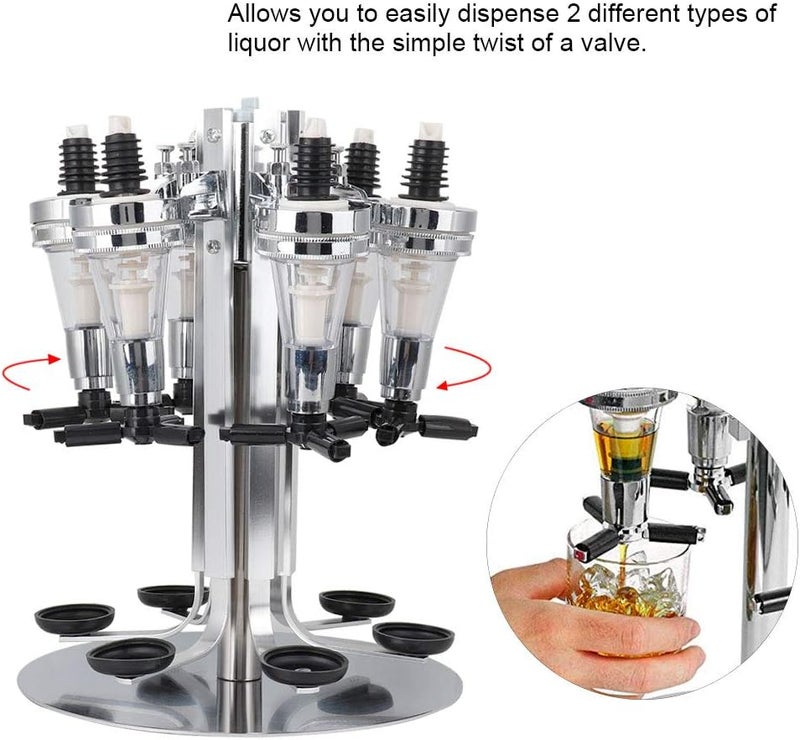 klarako Home Bar Butler, 6 Bottle Rotated Mounted Liquor Holder, Professional Alcohol Dispenser Station, Portable Beverage Wine Racks - Image 5