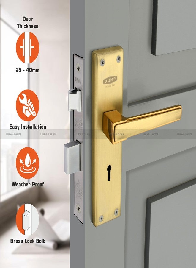 دوق طقم مقابض نقر من ديوك مع قفل | جسم مزلاج نحاسي | مقابض فاخرة | MH-1012 BA KY | نحاس عتيق | مقاوم للعوامل الجوية | سمك 25-40 مم | سهل التركيب - Image 2