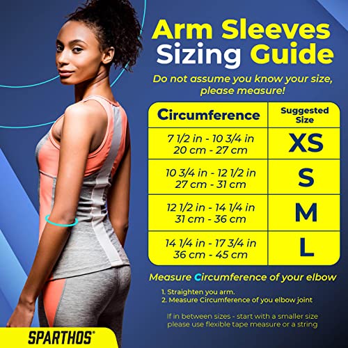 Sparthos Arm Compression Sleeves - Forearm Brace for Recovery, Support for Athletic Sports Running Tennis Baseball Lifting Football Gym Fit Shooting Weightlifting Golf - for Men and Women (Blue-M) - Image 5