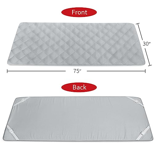 Moonsea Cot Mattress Topper Pad Quilted, Non-Slip Super Soft Comfortable Cool Sleeping Pad 75"x30" for Camping Cot/Rv Bunk/Narrow Twin Beds, Grey - Image 3