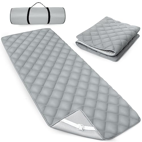 Moonsea Cot Mattress Topper Pad Quilted, Non-Slip Super Soft Comfortable Cool Sleeping Pad 75"x30" for Camping Cot/Rv Bunk/Narrow Twin Beds, Grey - Image 1